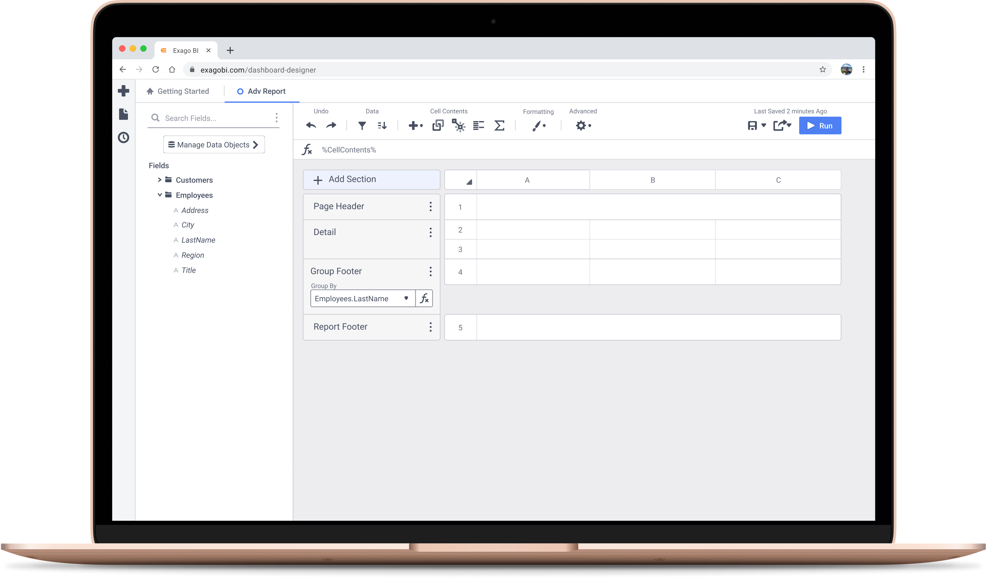 Exago AR Preview Screen